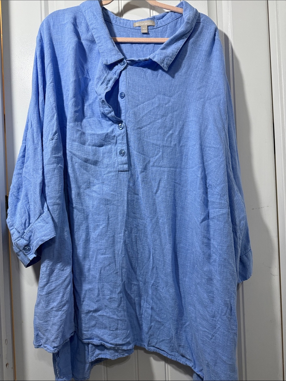 Woman Within Light Blue Relaxed Tunic Top